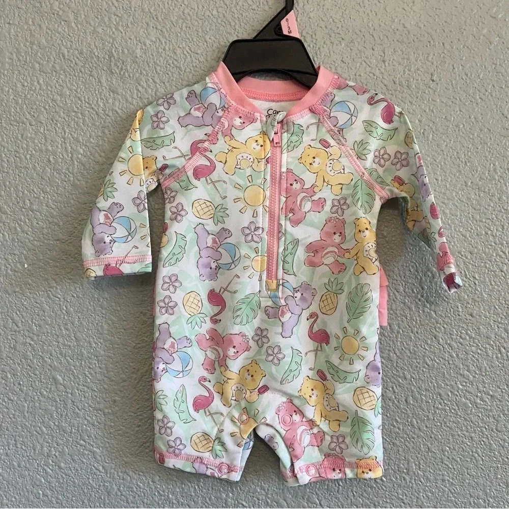 Disney Baby One Piece Swim Care Bears NWOT UPF 50+ Ruffles